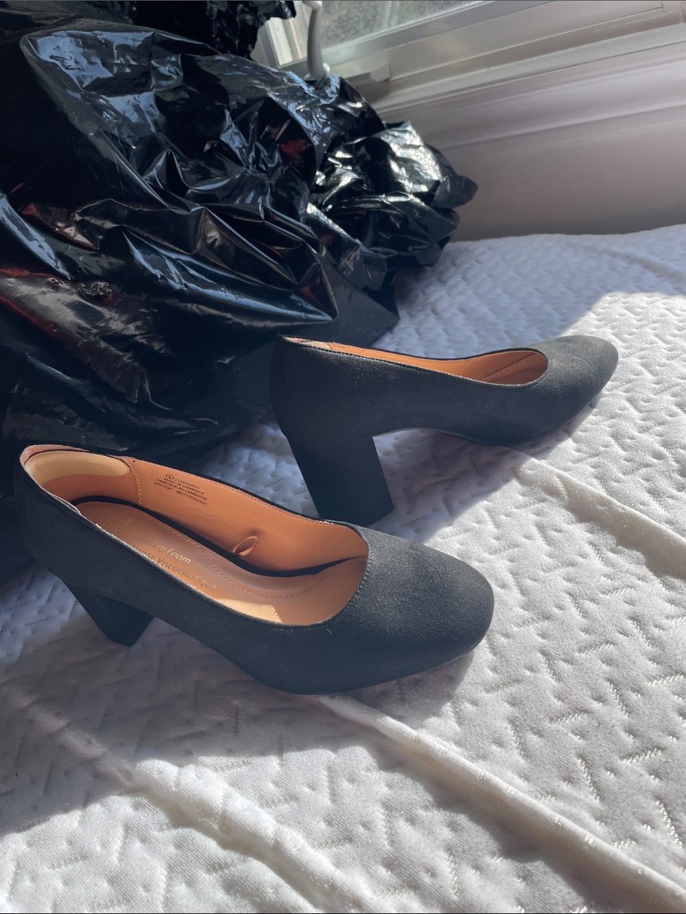 Time and Tru Black Mid Block Heel Pumps for Women